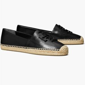 NWOT Tory Burch Ines Black Leather Espadrille Flats size 6.5. Perfect for spring